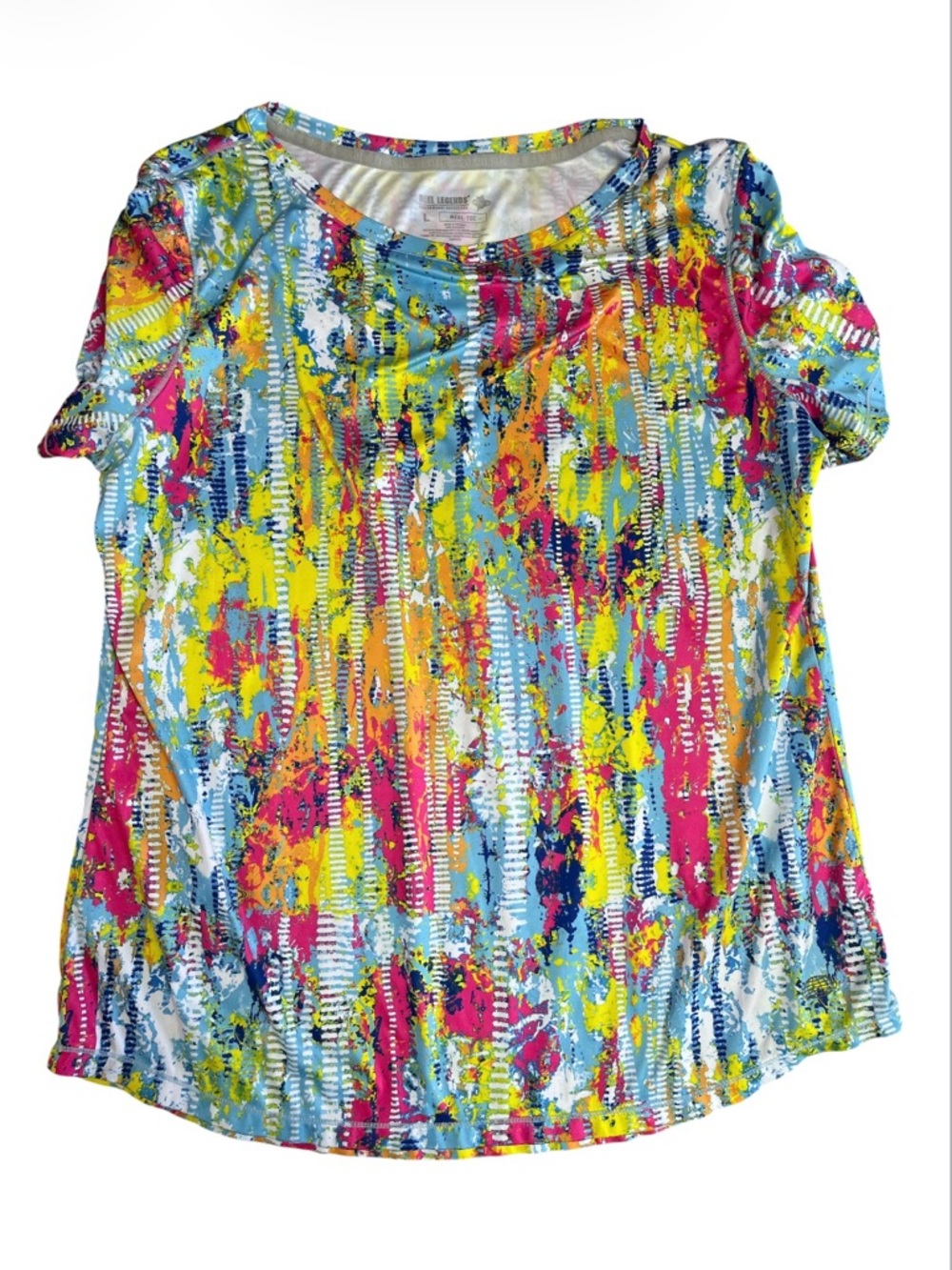 Reel Legends Freeline Performance Tee - Multicolor Abstract Print - UPF 50